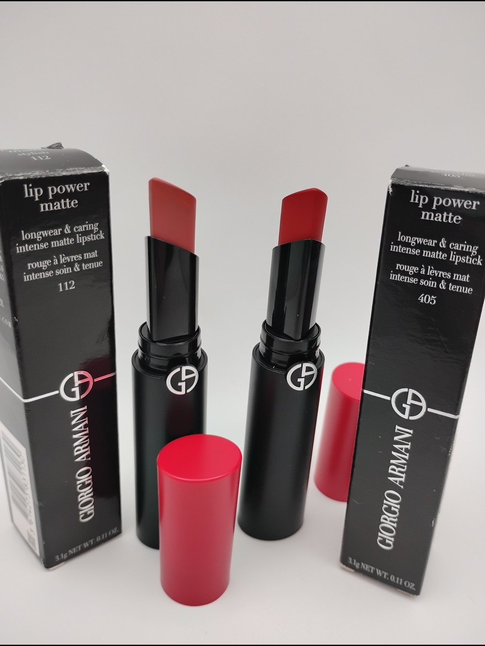 Giorgio Armani Lip Power Matte Longwear Lipstick - Shades 112&405 - Picture 2 of 4